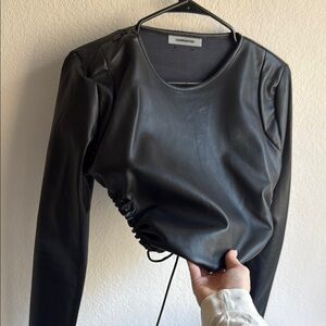 Maniere De Voir Black Leather Longsleeve